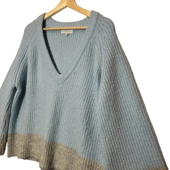 Anthropologie LOST INK Women Sweater Size 6 Oversized Light Blue Gray V Neck - Picture 6 of 13